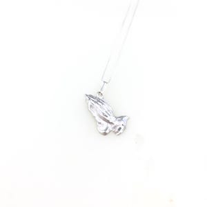 Collana in argento 925 con ciondolo a forma di mani in preghiera, stile vintage, in argento, gioiello da ragazzo e ragazza, catena per cravicola, 123, Colore, 50cmchain