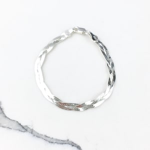 Vintage 925 Sterling Silber Kettenglied geflochtenes Armband Stapeln 18 cm