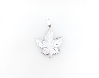 Vintage 925 Sterling Silver Canada Maple Leaf Charm Pendant Necklace
