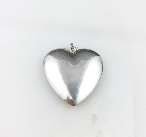 Vintage 925 Sterling Silver Puffy Heart Hollow Pe… - image 1