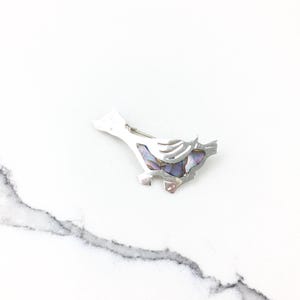 Vintage 925 Sterling Silver Mexico Taxco Abalone Duck Brooch Pin