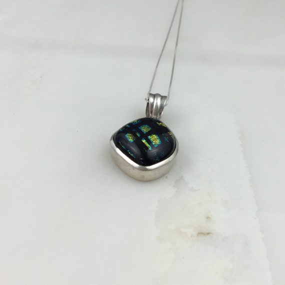 Vintage 925 Sterling Silver Dichroic Glass Pendan… - image 2