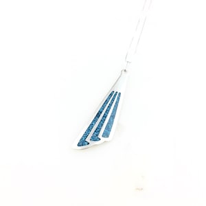 Vintage 925 Sterling Silver Mexico Modernist Blue Turquoise Gemstone Pendant Necklace