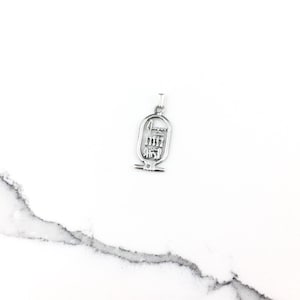 Vintage 925 Sterling Silver Egyptian Hieroglyphics Charm Pendant Necklace