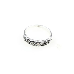 Vintage 925 Sterling Silver Deco Marcasite Ring Size 8.25