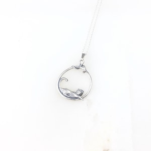 Vintage 925 Sterling Silver Cat Charm Pendant Necklace