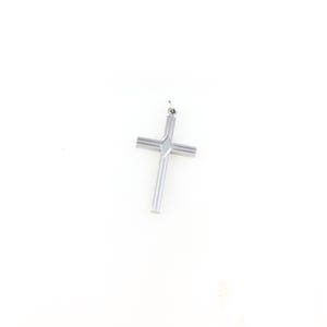 Vintage 925 Sterling Silver Etched Dainty Religious Cross Charm Pendant Necklace