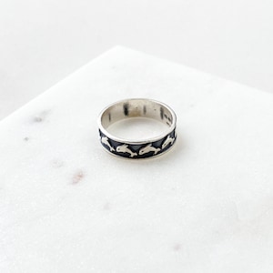 Vintage 925 Sterling Silver Dolphin Mexico Taxco Band Ring Size 6.5
