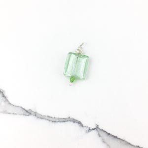 Vintage 925 Sterling Silver Green Dichroic Glass Pendant Necklace