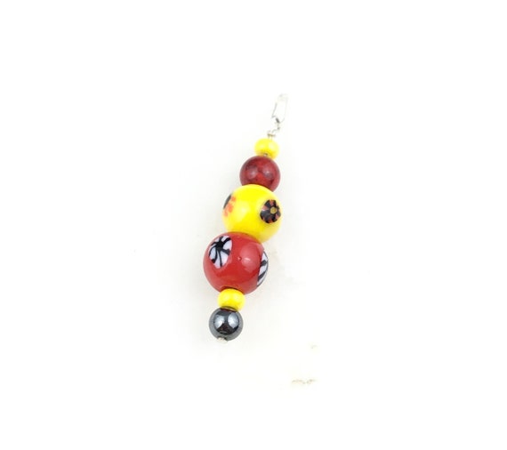 Vintage 925 Sterling Silver Bobo Red Yellow Beade… - image 1