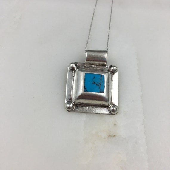 Vintage 925 Mexico Sterling Silver Blue Howlite M… - image 3