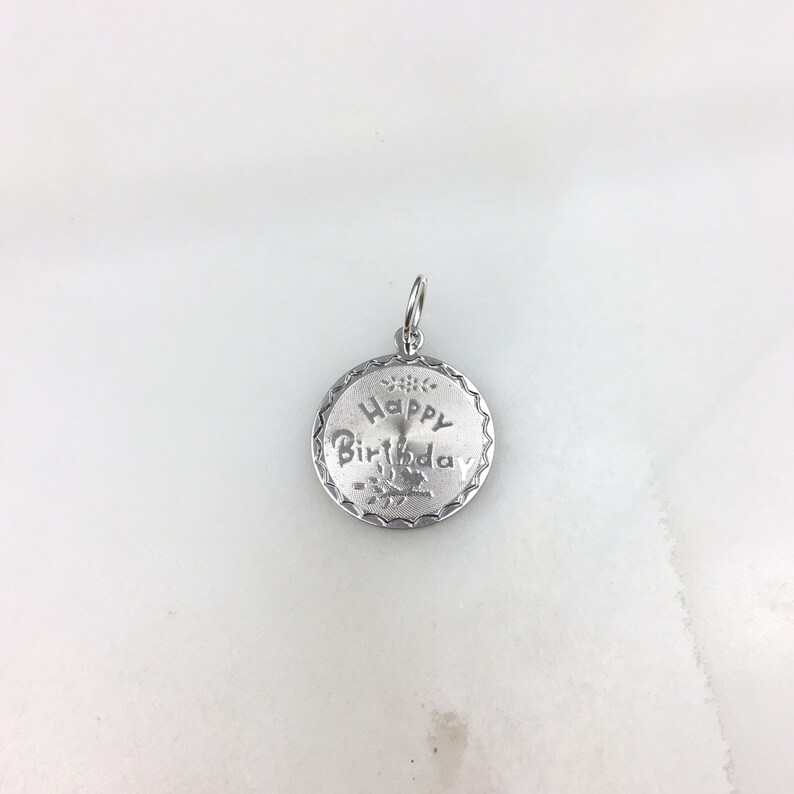 Vintage 925 Sterling Silver Happy Birthday Charm Pendant Necklace