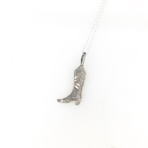 Cowboy Boot with Wyoming Tag Attached Sterling Silver Charm of Pendant.