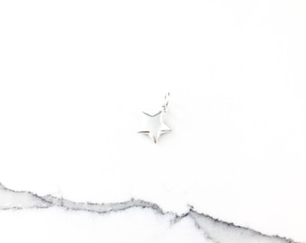 Vintage 925 Sterling Silver Puffy Star Charm Pendant Necklace