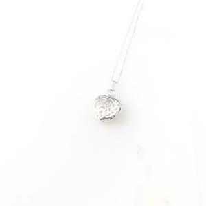 Vintage 925 Sterling Silber Deco Filigree Puffy Herz Charm Anhänger Halskette