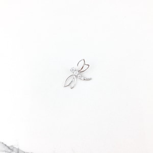 Vintage 925 Sterling Silver Dragonfly CZ Diamond Glass Charm Pendant Necklace
