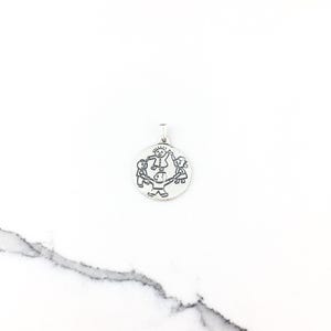 Vintage 925 Mexico Sterling Silver Modernist Girl Boys Kid Pendant Necklace