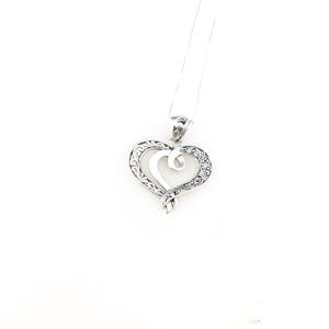 Vintage 925 Sterling Silber Filigrane Herz-Anhänger-Halskette