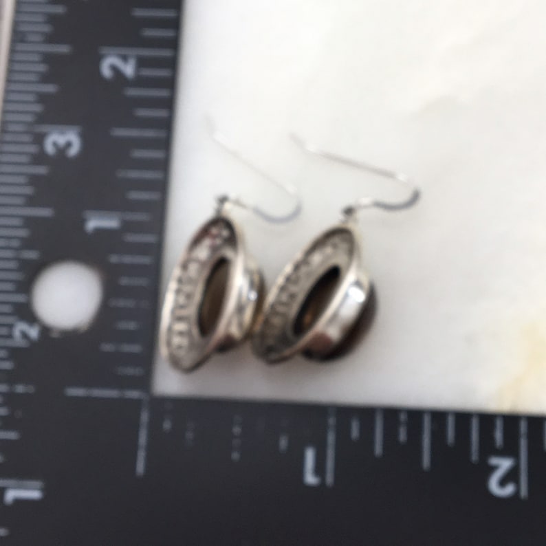 Vintage 925 Sterling Silver Brown Quartz Dangle Earrings