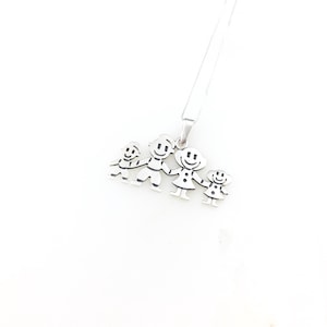 Vintage 925 Sterling Silver Mexico Taxco Modernist Boy Girl KidS Family Pendant Necklace