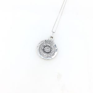 Vintage 925 Sterling Silver Mexico Aztec Calendar Modernist Pendant Necklace