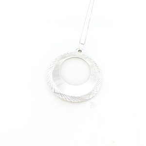 Vintage 925 Sterling Silver Mexico Taxco Modernist Circle Pendant Necklace