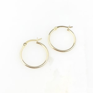 Vintage 925 Sterling Silver Gold Vermeil Minimal Hoop Earrings