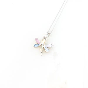 Vintage 925 Sterling Silver Mother Of Pearl Butterfly Pendant Necklace