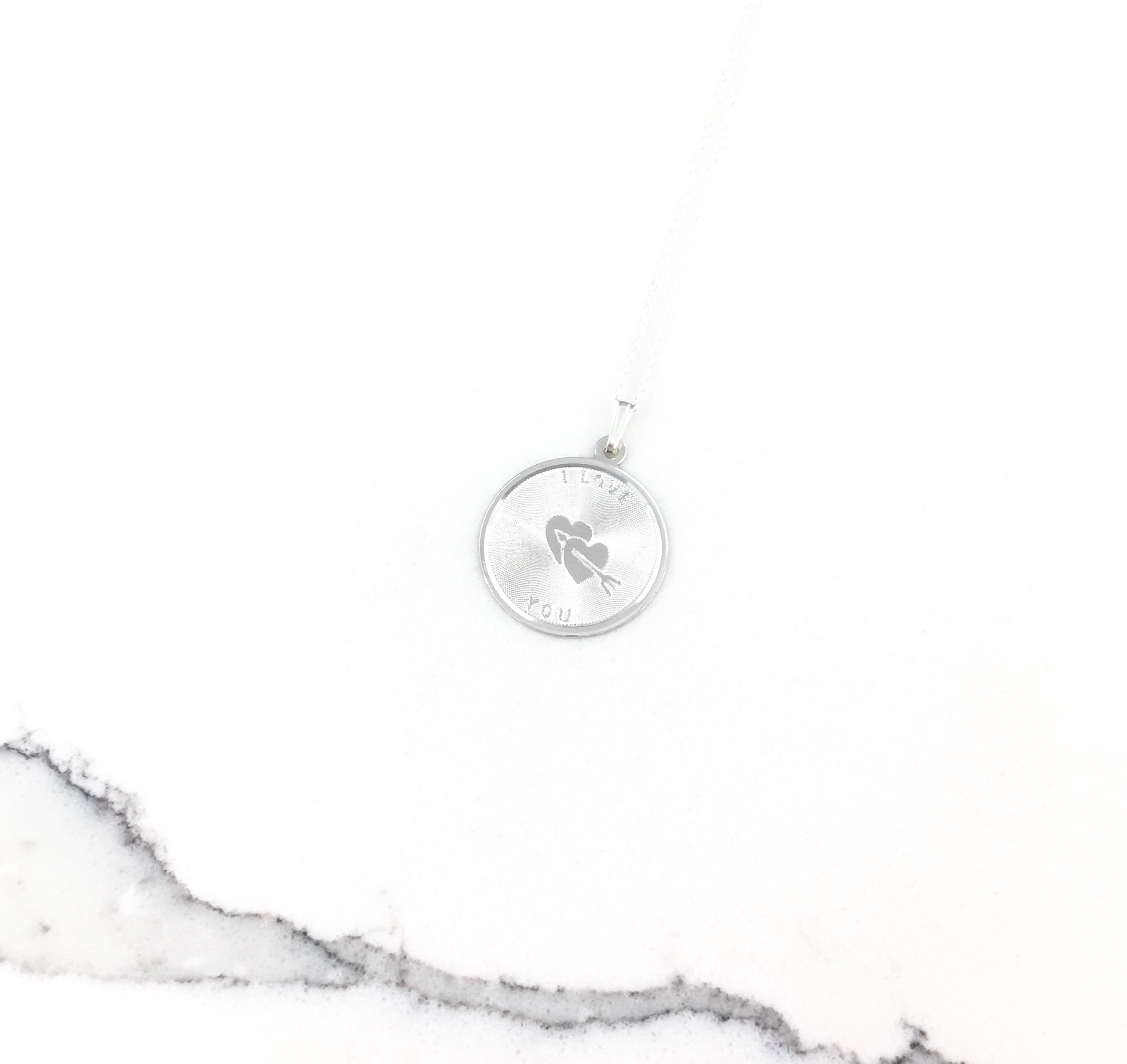 Vintage 925 Sterling Silver I Love You Charm Pendant Necklace