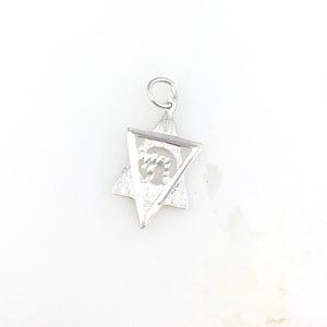 Vintage 925 Sterling Silver Star Of David Chai Jewish Religious Pendant Necklace