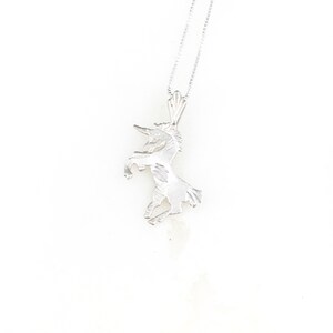 Vintage 925 Sterling Silver Unicorn Charm Pendant Necklace image 1