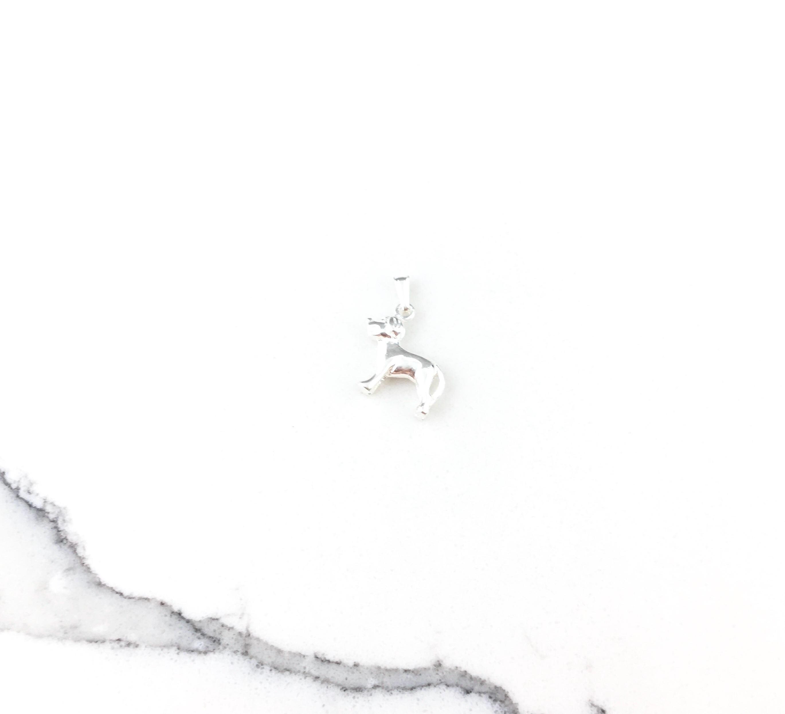 Vintage 925 Sterling Silver Dog Puppy Charm Pendant Necklace