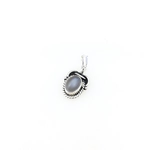 Collier vintage à pendentif quartz bleu en argent sterling 925