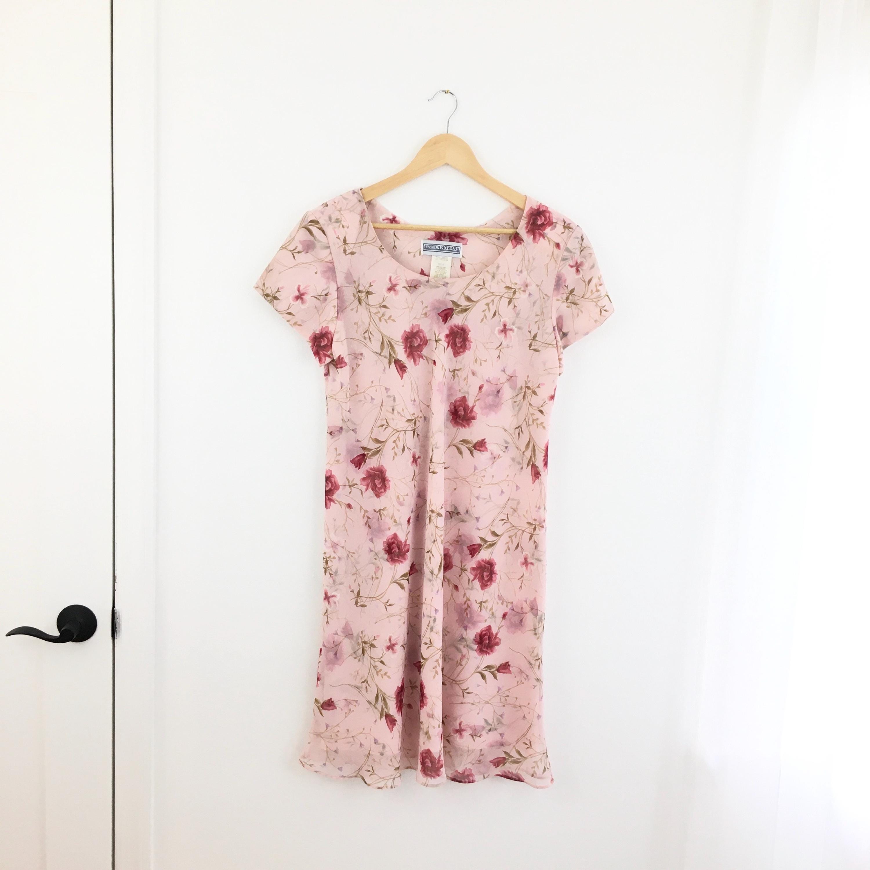 Vintage Jessica Howard Pink Floral Spring Short Sleeve Cottage A