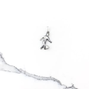 Vintage 925 Sterling Silver Soccer Player Ball Charm Pendant Necklace