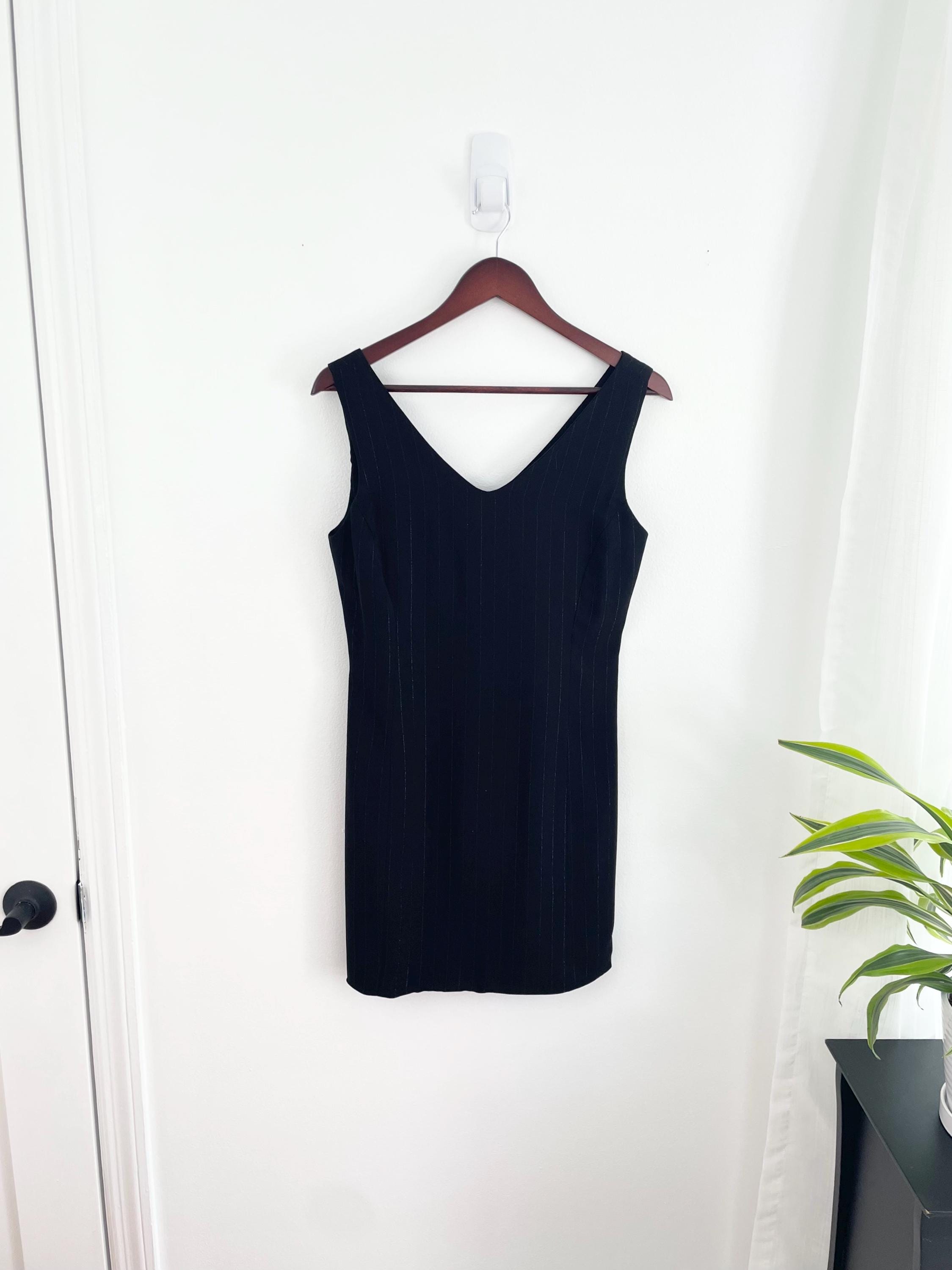 Vtg 90s y2k Mini Black Dress Womens 4 Extra Small
