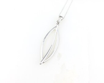 Vintage 925 Sterling Silver Modernist Pendant Necklace