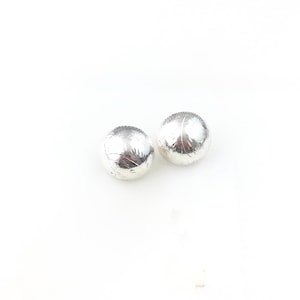 Vintage 925 Sterling Silver Minimal Etched Puffy Ball Stud Earrings