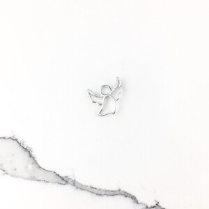 Vintage 925 Sterling Silver CZ Diamond Angel Religious Charm Pendant Necklace