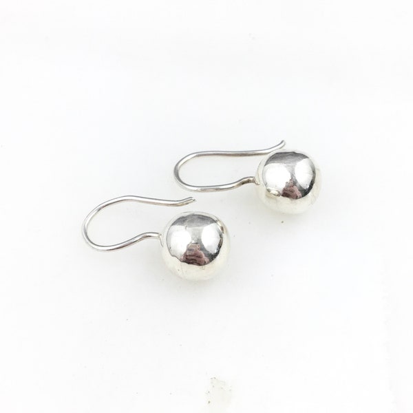 Vintage 925 Sterling Silver Modernist Puffy Ball Dangle Earrings