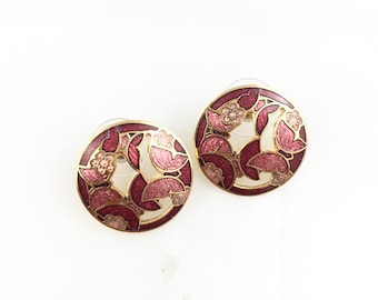 Vintage Cloisonné Enamel Butterfly Stud Earrings