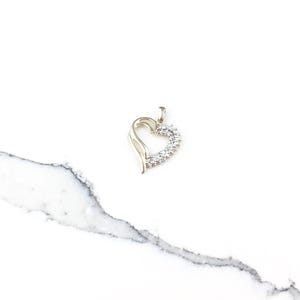 Vintage 925 Sterling Silver Gold Vermeil CZ Diamond Heart Pendant Necklace