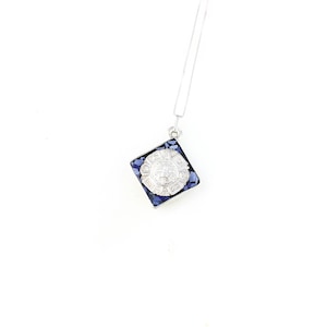 Vintage 925 Sterling Silver Mexico Aztec Calendar Modernist Pendant Necklace