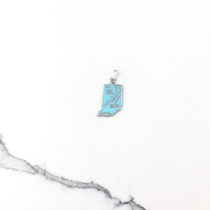 Vintage 925 Sterling Silver Indiana State Travel Souvenir Charm Pendant Necklace