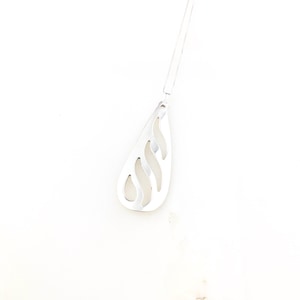 Vintage 925 Mexico Taxco Sterling Silver Teardrop Modernist Pendant Necklace