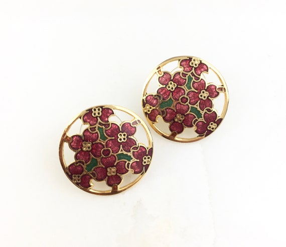 Vintage Cloisonné Enamel Dogwood Flower Floral St… - image 1