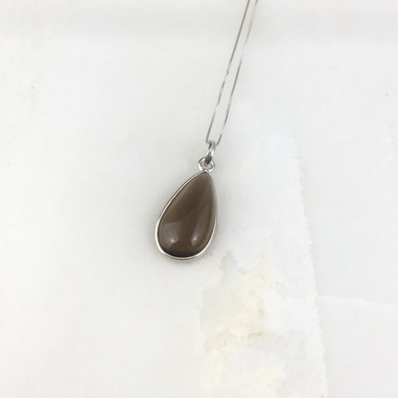 Vintage 925 Sterling Silver Brown Quartz Pendant … - image 2