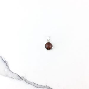 Vintage 925 Sterling Silver Mahogany Obsidian Gemstone Minimal Pendant Necklace
