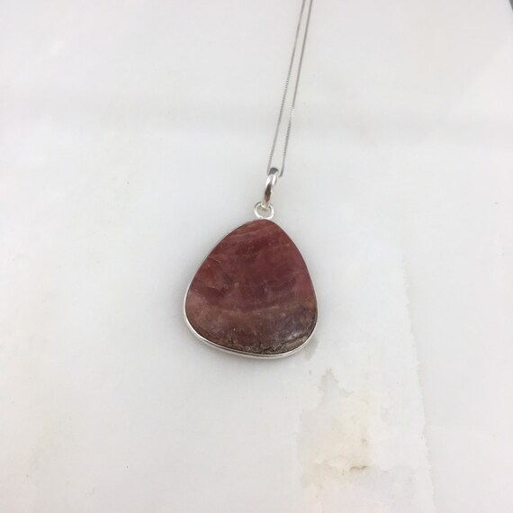 Vintage 925 Sterling Silver Pink Rhodochrosite Ge… - image 2