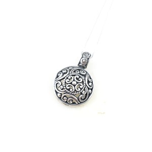Vintage 925 Sterling Silver Filigree Modernist Bali Circle Pendant Necklace